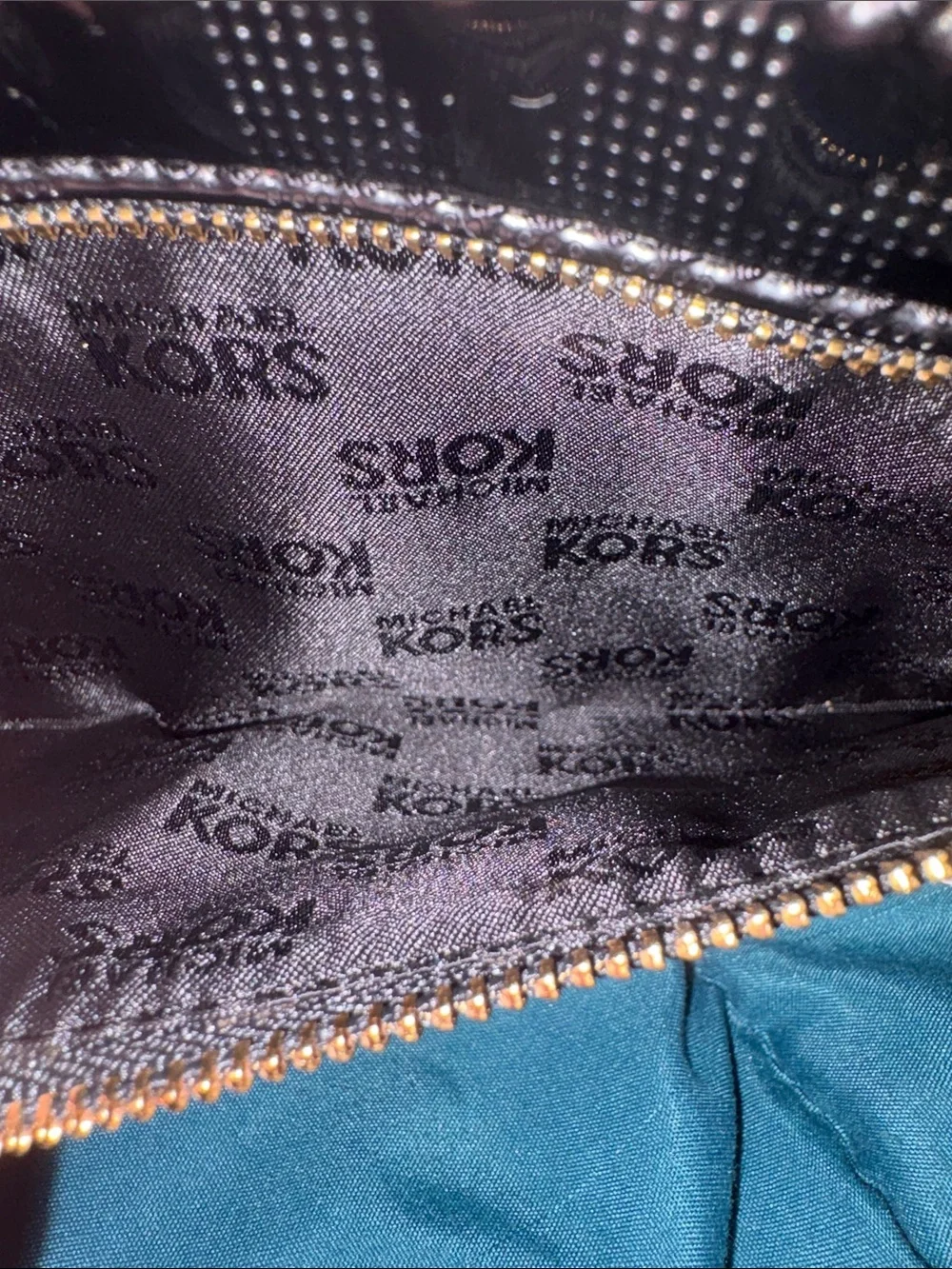 Michael Kors Black Patent MK Logo Shoulder Bag w/ tag, Gold Hardware